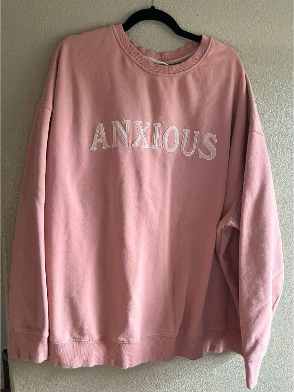 Anxious Pink Crewneck Sweatshirt ANXIOUS size 4xl casual cozy comfort